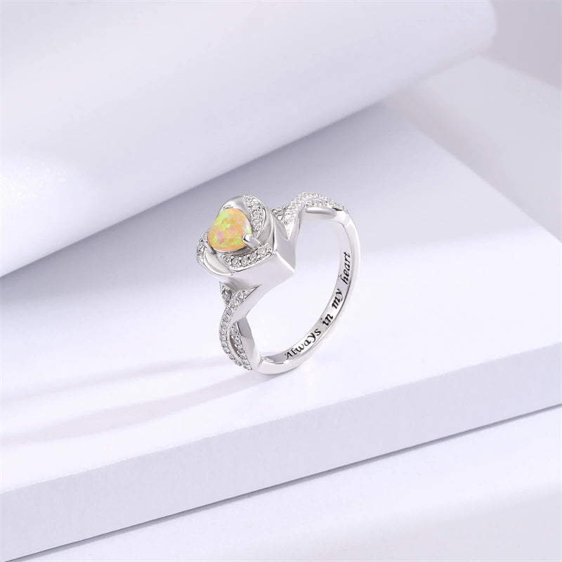 Sterling Silver Heart Urn Ring for Ashes Engraved With Always in My Heart