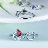 Sterling Silver Birthstone Heart Infinity Promise Ring