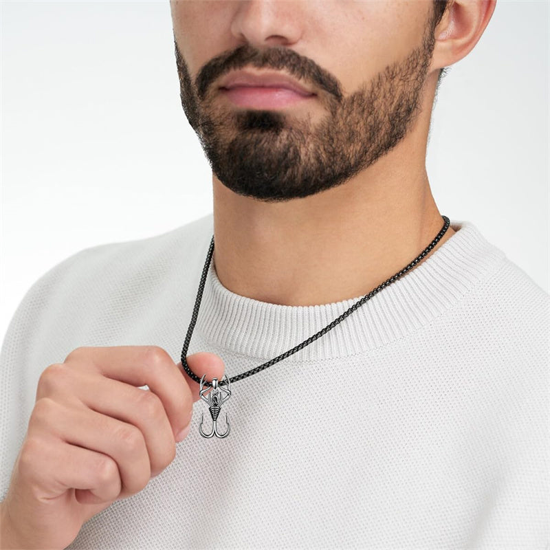 Sterling Silver Antler Pendant Necklace for Men