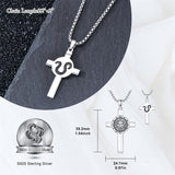 Sterling Silver 12 Constellation Cross Pendant Necklace