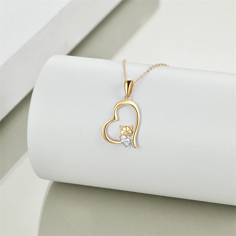 14k Yellow Gold Pig Pendant Necklace