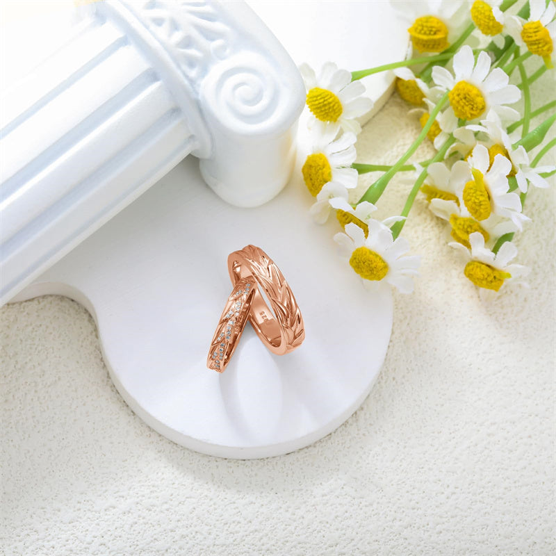 Sterling Silver 10K 14K 18K Gold Personalized Engraved Diamond Couples Rings Wedding Band Sets