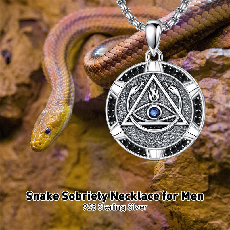 Sterling Silver AA Sobriety Alcoholics Anonymous  Pendant Necklace for Men