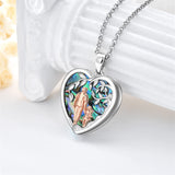 Sterling Silver Personalized Photo Abalone Shell Turquoise Malachite Father Daughter Pendant Necklace