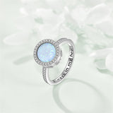Sterling Silver Opal Urn Ring for Ashes With Engraved