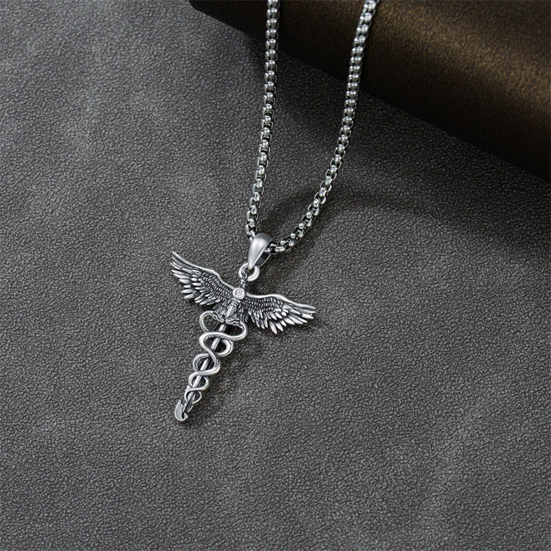 Sterling Silver Caduceus Phoenix RN Pendant Necklace RN Nurse Graduation Gift