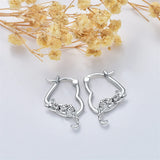 Sterling Silver Fox Frog Leopard Peacock Puppy Animal Hug Hoop Earrings