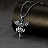 Sterling Silver Caduceus Phoenix RN Pendant Necklace RN Nurse Graduation Gift