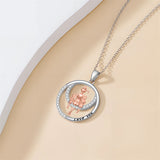 Sterling Silver Mother Daughter Pendant Necklace Engraved with Love You