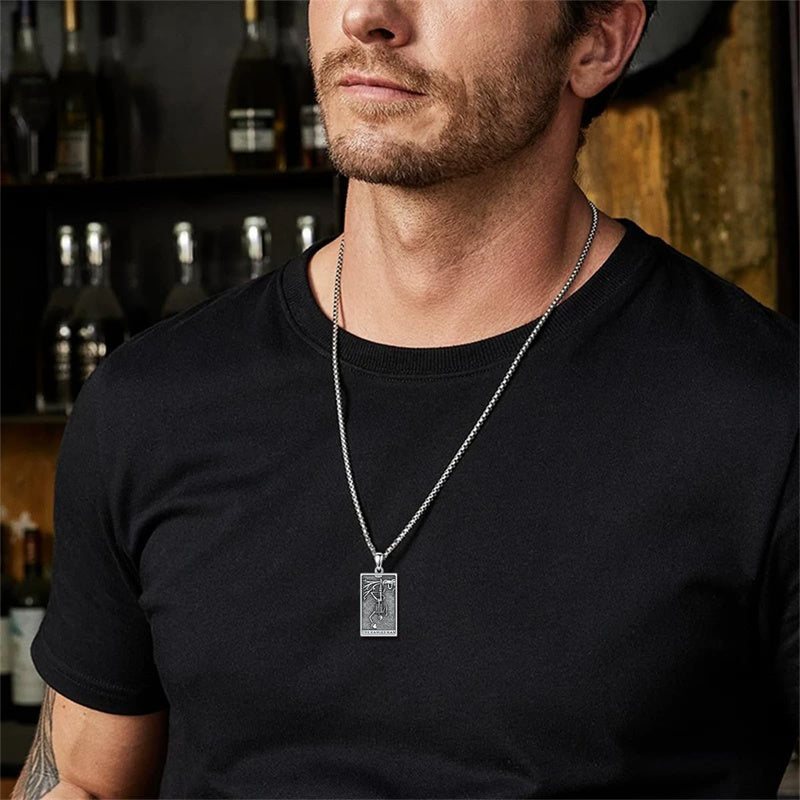 Sterling Silve Sun Moon Star Strength Lovers Death Devil Fool Tarot Card Pendant Necklace