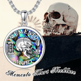 Sterling Silver Memento Mori Skull Pendant Necklace