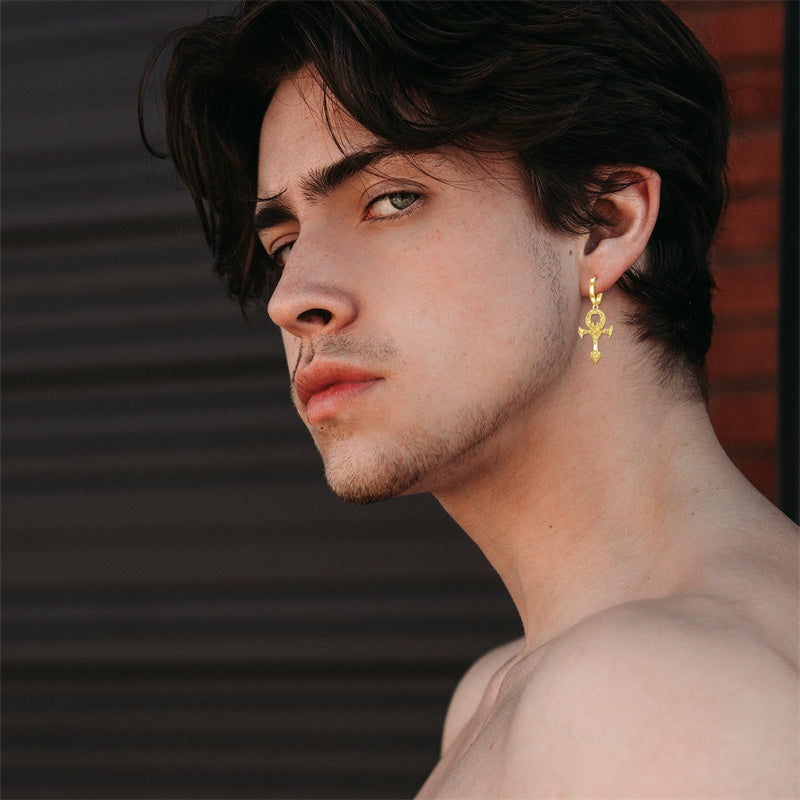 Sterling Silver Ankh Dangle Earrings