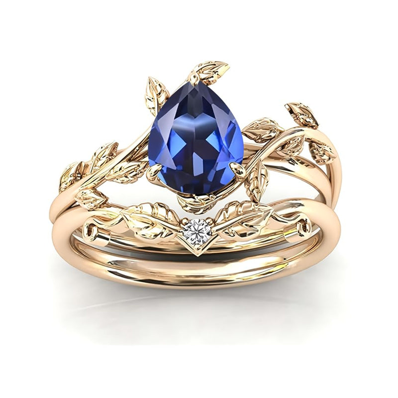 Sterling Silver 10K 14K 18K Gold 1ct Pear Shaped Gemstone Gemstone Engagement Ring Wedding Ring Sets