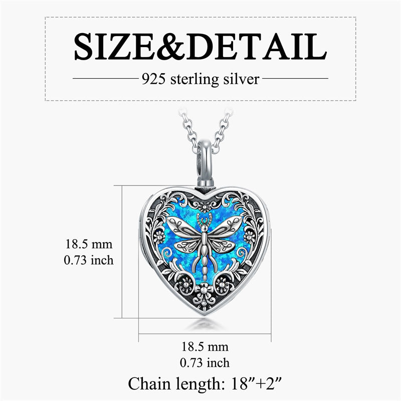 Sterling Silver Personalized Photo Engraved Abalone Shell Butterfly Dragonfly Urn Necklace for Ashes