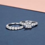 Sterling Silver Moissanite Wedding Ring Set for Women