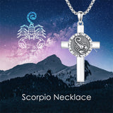 Sterling Silver 12 Constellation Cross Pendant Necklace