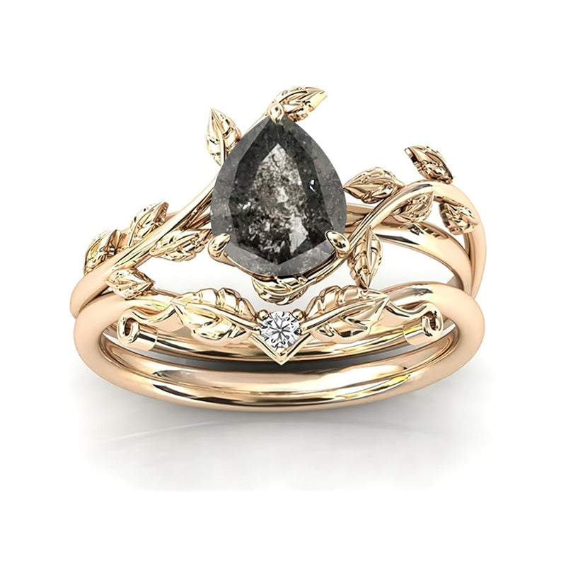 Sterling Silver 10K 14K 18K Gold 1ct Pear Shaped Gemstone Gemstone Engagement Ring Wedding Ring Sets