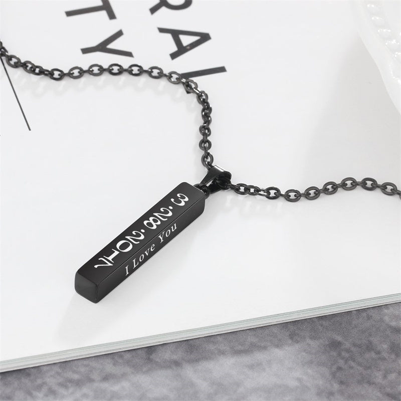 Stainless Steel Personalized Engraved Vertical Bar Necklace