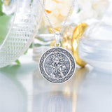 Sterling Silver Aztec Lion Cross Pendant Necklace