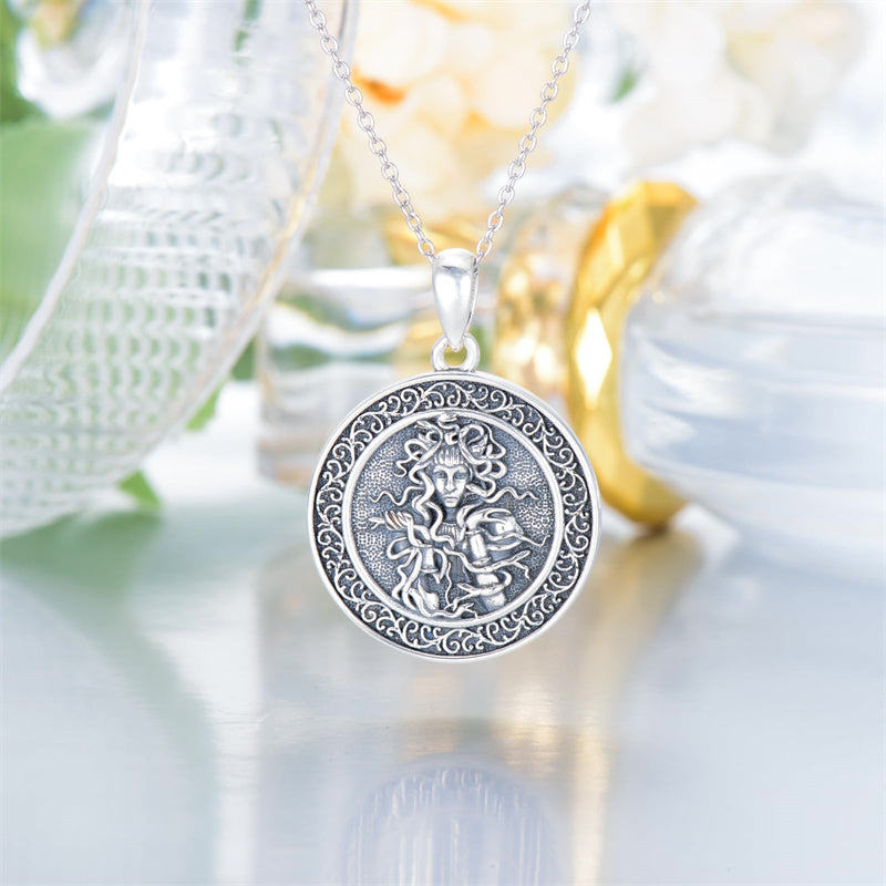 Sterling Silver Aztec Lion Cross Pendant Necklace