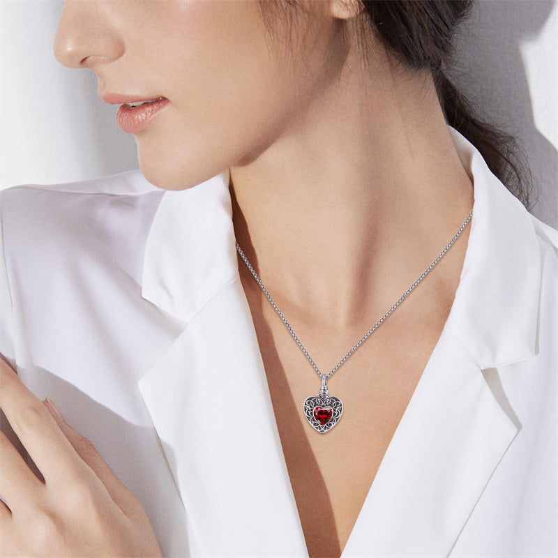 Sterling Silver Heart Opal Tree of Life Urn Necklace for Ashes