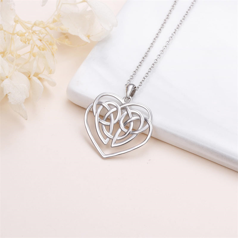 Sterling Silver Celtic Knot Mother and Child Pendant Necklace