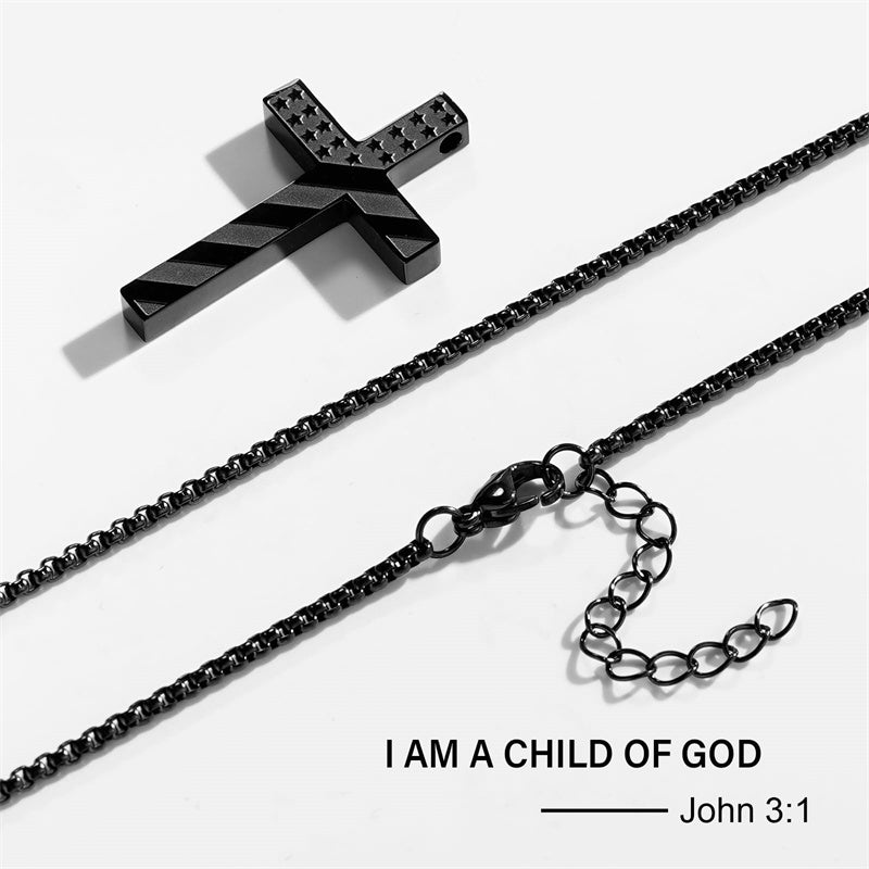 Stainless Steel Bible Verse Religious Cross Necklace for Men