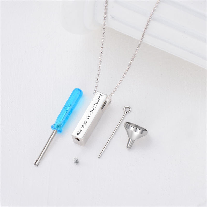 Sterling Silver 3D Bar Turquoise Tree of Life Urn Necklace for Ashes