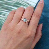 Sterling Silver 10K 14K 18K Solid Gold Heart Gemstone Vintage Engagement Ring Wedding Promise Anniversary Ring