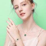 Sterling Silver Four Leaf Clover Multi-layered Anklet