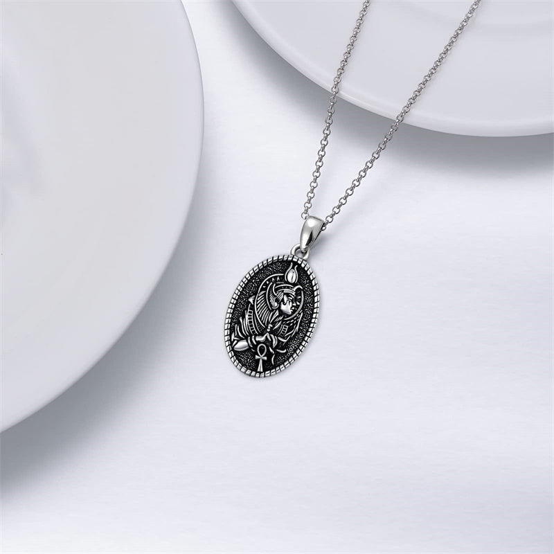 Sterling Silver Aztec Lion Cross Pendant Necklace