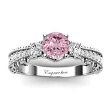 Sterling Silver 10K 14K 18K Personalized Engraved 1 Carat  Round Birthstone Engagement Ring