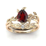 Sterling Silver 10K 14K 18K Gold 1ct Pear Shaped Gemstone Gemstone Engagement Ring Wedding Ring Sets