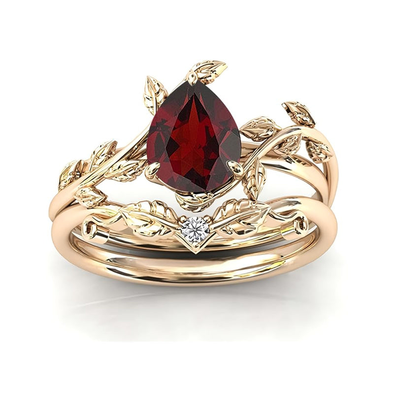 Sterling Silver 10K 14K 18K Gold 1ct Pear Shaped Gemstone Gemstone Engagement Ring Wedding Ring Sets