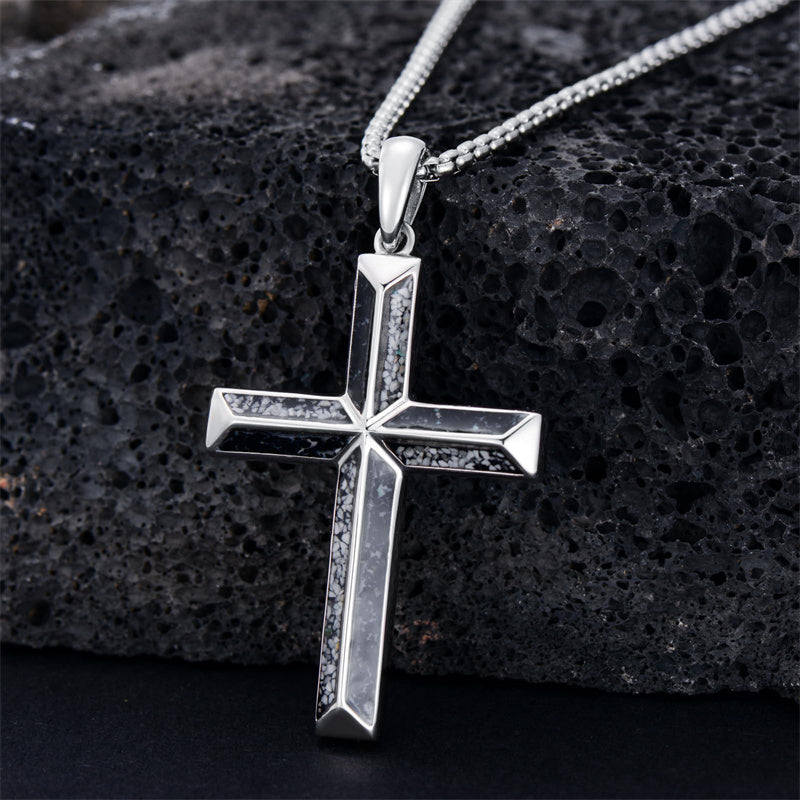 Sterling Silver Cross Pendant Necklace for Men