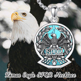 Sterling Silver Eagle SPQR Pendant Necklace for Men