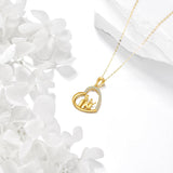 10K 14K 18K Gold Father Daughter Heart Pendant Necklace For Gift
