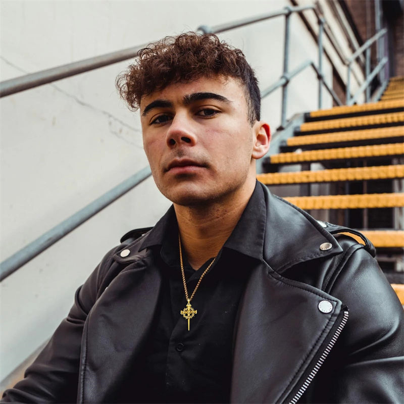 Sterling Silver Crown of Thorn Three Nail Cross Pendant Necklace