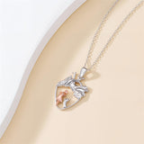 Sterling Silver Anatomical Heart Girl withr Dog Cat Pendant Necklace