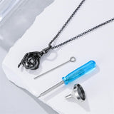 Sterling Silver Skull Rose Urn Necklace for Ashes