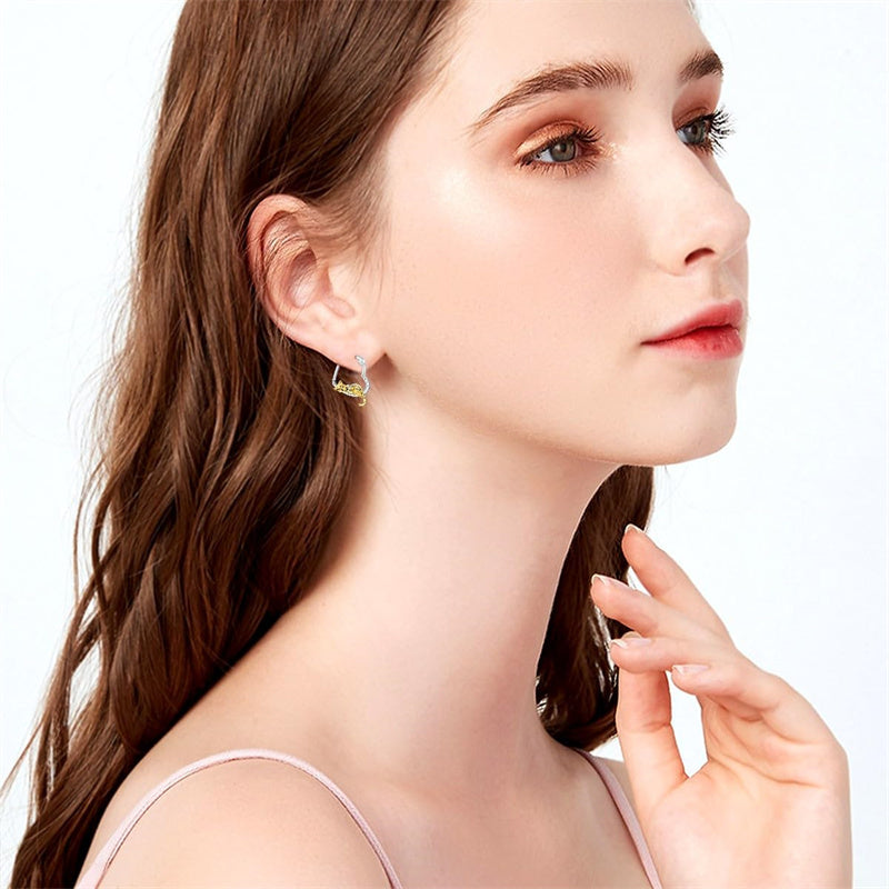 Sterling Silver Fox Frog Leopard Peacock Puppy Animal Hug Hoop Earrings