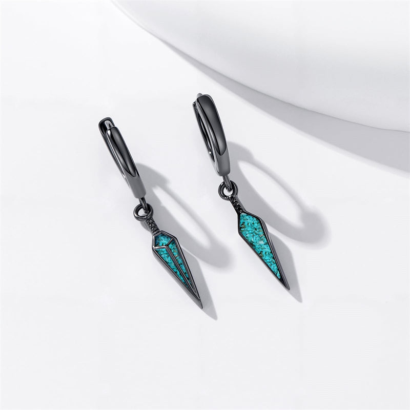 Sterling Silver Medieval Sword Dangle Cross Knives  Ankh Drop Earrings