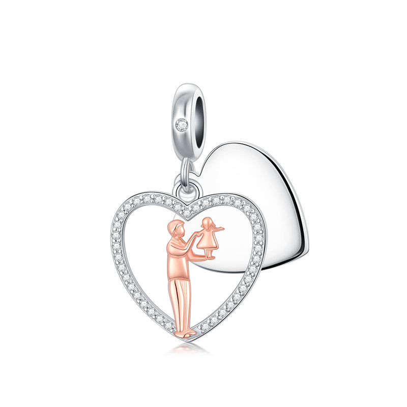Sterling Silver Personalized Engraved Father-Daughter Charm Beads