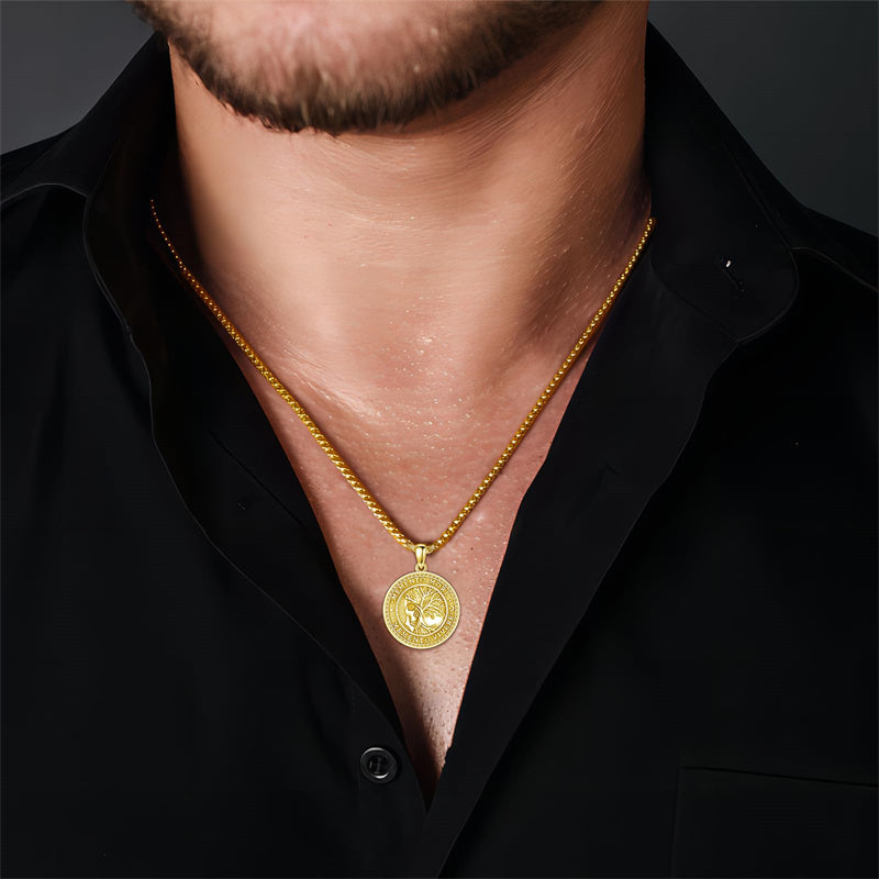 Sterling Silver Memento Mori Gothic Skull Amulet Pendant Necklace for Men