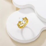 Sterling Silver 10K 14K 18K Gold Pear Cut Gemstone Leaf  Engagement Ring Set