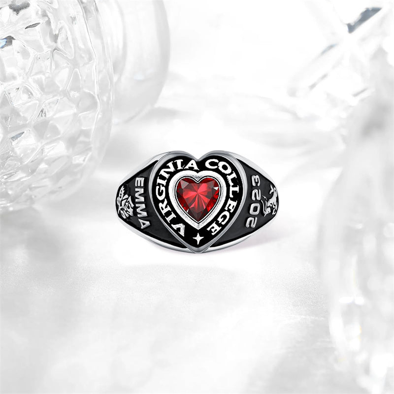 Sterling Silver Personalized Birthstone Class Ring for Women