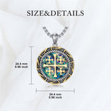 Sterling Silver Jerusalem Cross Pendant Necklace for Men