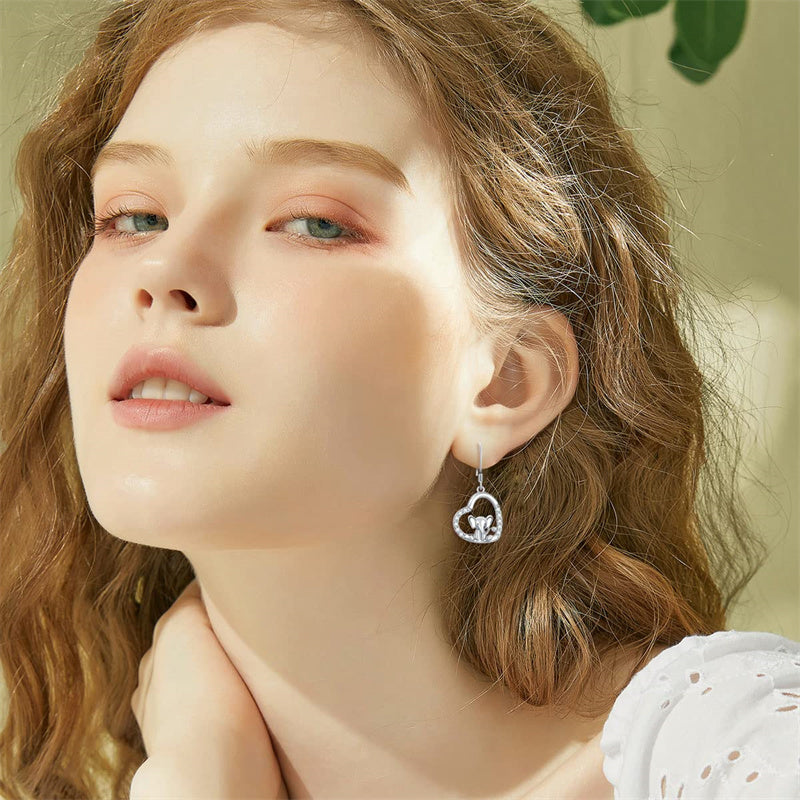Sterling Silver Elephant Drop Earrings