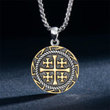 Sterling Silver Jerusalem Cross Pendant Necklace for Men
