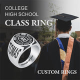Sterling Silver Personalized  Birthstone Engraved High School College  Class Ring